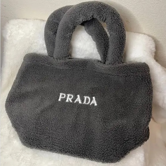 Prada Gray Tote Bag Sherpa fabric - Picture 1 of 6